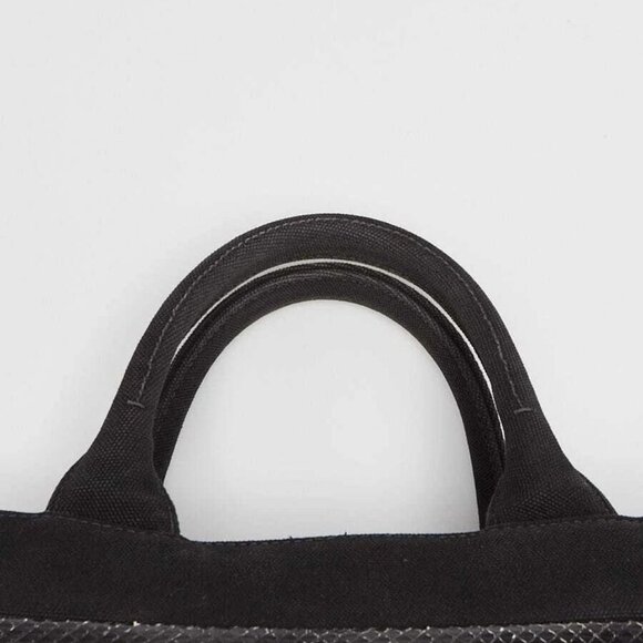 Prada Black/Blue/Beige Canapa Canvas/Leather/Snakeskin Small Tote Bag BG439 - Picture 8 of 12